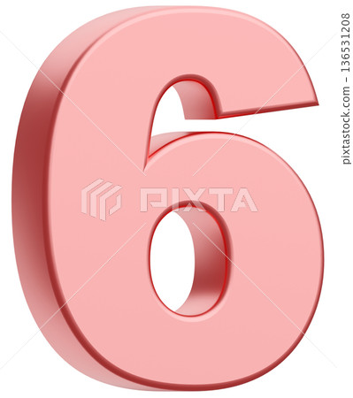 3D material_number_6_metallic_pink 136531208
