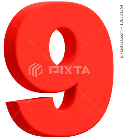 3D material_number_9_red 136531254