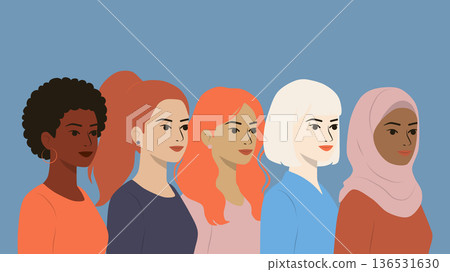 Multicultural Female Empowerment Vector Illustration Multicultural Female Empowerment Vector Illustration 136531630