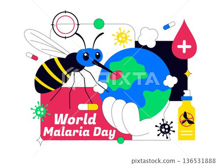 World Malaria Day Vector Illustration on April 25 Featuring Earth Protected from Mosquitoes to Prevent Bites in a Healthcare Flat Background 136531888