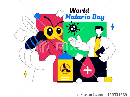 World Malaria Day Vector Illustration on April 25 Featuring Earth Protected from Mosquitoes to Prevent Bites in a Healthcare Flat Background 136531889