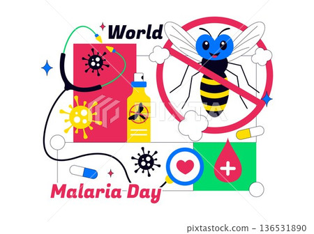World Malaria Day Vector Illustration on April 25 Featuring Earth Protected from Mosquitoes to Prevent Bites in a Healthcare Flat Background 136531890