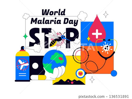World Malaria Day Vector Illustration on April 25 Featuring Earth Protected from Mosquitoes to Prevent Bites in a Healthcare Flat Background 136531891