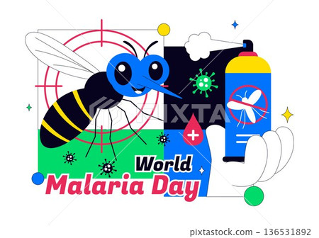 World Malaria Day Vector Illustration on April 25 Featuring Earth Protected from Mosquitoes to Prevent Bites in a Healthcare Flat Background 136531892
