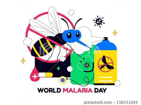 World Malaria Day Vector Illustration on April 25 Featuring Earth Protected from Mosquitoes to Prevent Bites in a Healthcare Flat Background 136531893