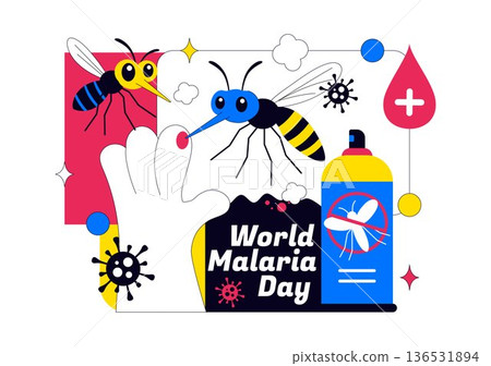 World Malaria Day Vector Illustration on April 25 Featuring Earth Protected from Mosquitoes to Prevent Bites in a Healthcare Flat Background 136531894