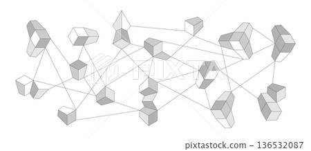 幾何抽象建築六角形圖案網背景 136532087