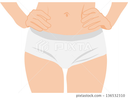 Illustration of a woman who succeeded in dieting 136532310