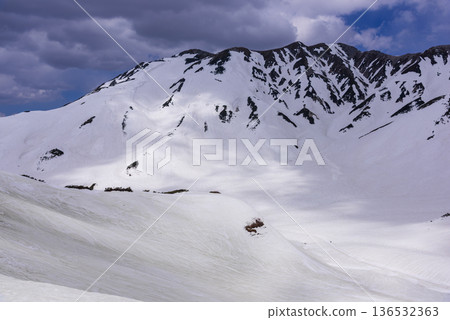 Winter in Tateyama, the snow-capped mountains of Kitadaisetsu seen from Taira Ski Resort 136532363