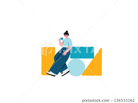 Woman assembling blocks Woman assembling blocks 136533162