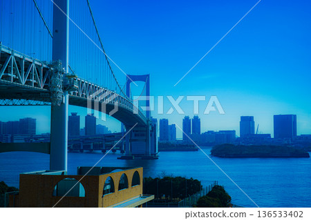 Rainbow Bridge in Odaiba Rainbow Bridge in Odaiba 136533402