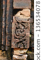 ornament carving on ancient Cham temple  136534078