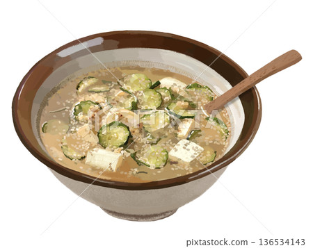 Chilled soup (with wooden spoon) 136534143