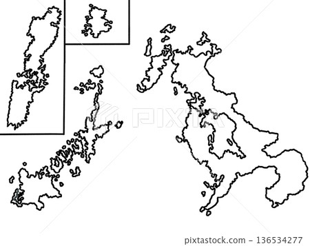 Map of Nagasaki Prefecture (blank map) Map of Nagasaki Prefecture (blank map) 136534277