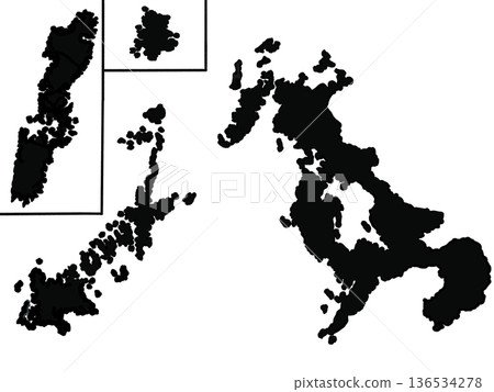 Map of Nagasaki Prefecture (Silhouette) Map of Nagasaki Prefecture (Silhouette) 136534278