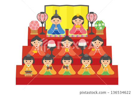 逗人喜愛的hina玩偶例證材料 逗人喜愛的hina玩偶例證材料 136534622