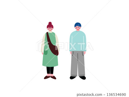 一個年輕的男人和女人剪貼畫 一個年輕的男人和女人剪貼畫 136534690