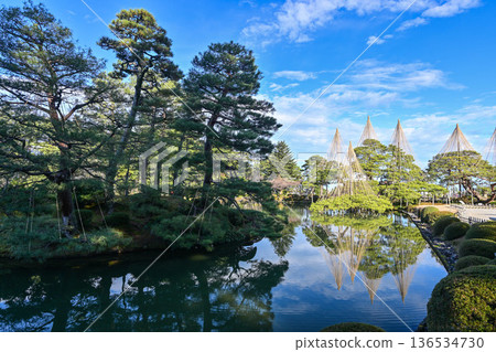 初冬的兼六園,晴空萬裡 初冬的兼六園,晴空萬裡 136534730