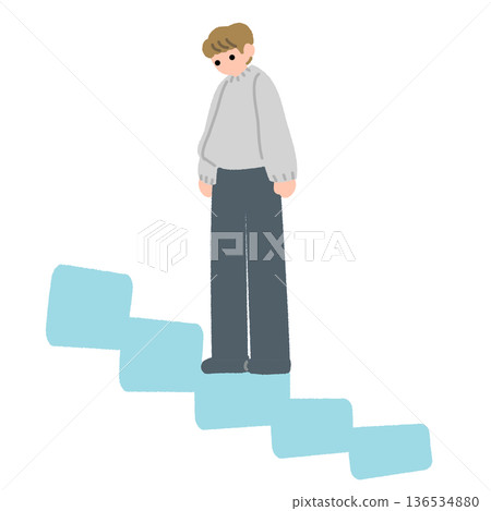 A person stopping mid-stairs A person stopping mid-stairs 136534880