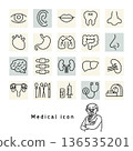 Medical icons of organs and tools 136535201