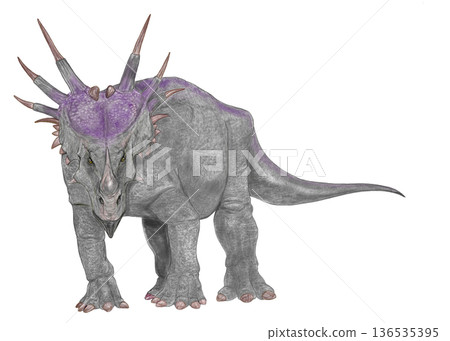 三角龍：一種角龍，鼻部有角，頭頂有六根長角。 136535395