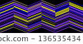 Zigzag stripe pattern with purple and yellow lines 136535434