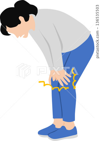 一名膝蓋疼痛的婦女的插圖 136535503