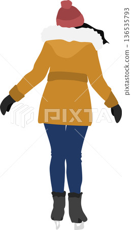 一位女士享受滑冰的插圖 一位女士享受滑冰的插圖 136535793
