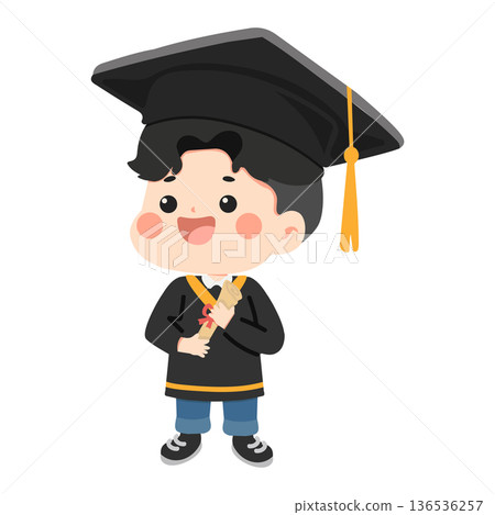 Boy With Graduation Cap and Diploma Boy With Graduation Cap and Diploma 136536257