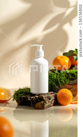 White Shower Cream Bottle with Orange White Shower Cream Bottle with Orange 136536808