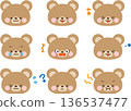 無線條的熊臉圖示臉部表情集 136537477