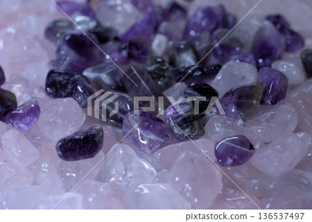 Amethyst and Quartz Power Stones Amethyst and Quartz Power Stones 136537497