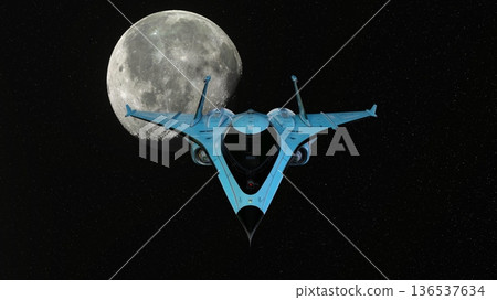 宇宙飛船和月亮 136537634