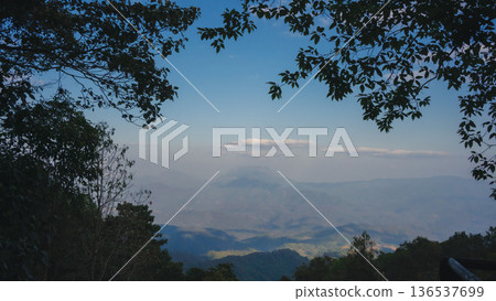 travel and people activity concept with moving of cloud and clear sky and layer of mountain travel and people activity concept with moving of cloud and clear sky and layer of mountain 136537699