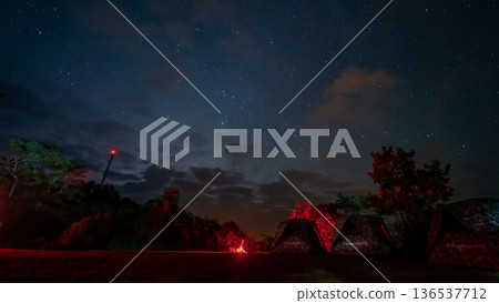 nature traveling with camping tent on mountain with milky way and star background nature traveling with camping tent on mountain with milky way and star background 136537712