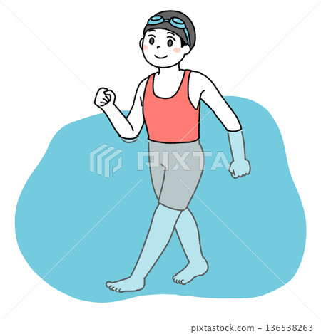 水下行走的人的插圖 136538263