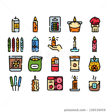 Aromatic burning candles collection depicting spa and relax concepts 136538459