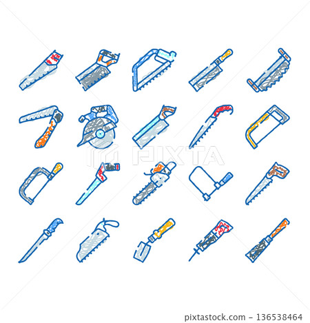 Carpentry and renovation hand saw tools collection 136538464