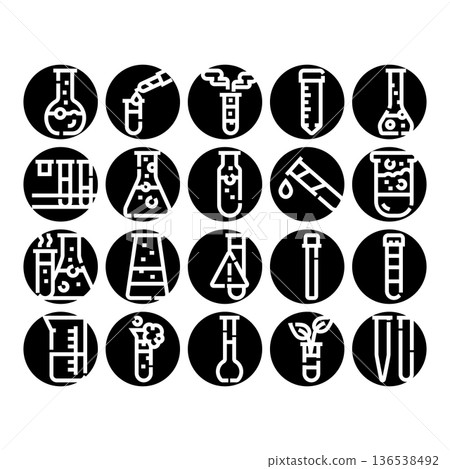 Laboratory chemistry glassware icon set for science research Laboratory chemistry glassware icon set for science research 136538492
