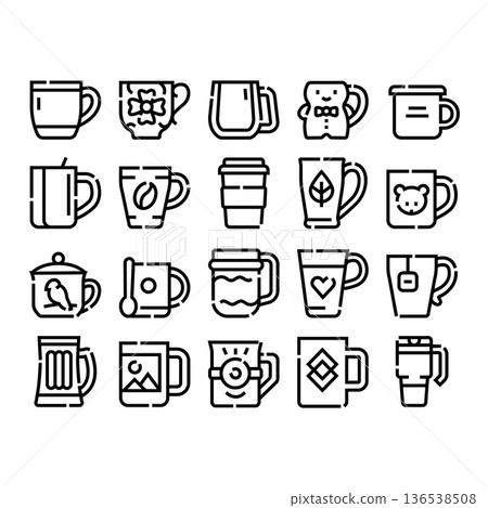Coffee tea drink mug beverage icon set Coffee tea drink mug beverage icon set 136538508
