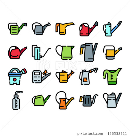 Watering cans collection for gardening and plant care 136538511