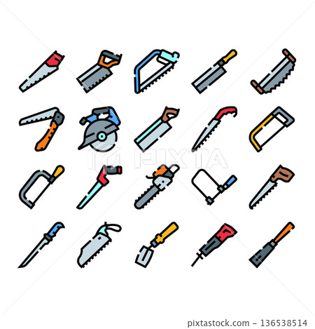 Saw tools pattern representing construction and carpentry equipment Saw tools pattern representing construction and carpentry equipment 136538514