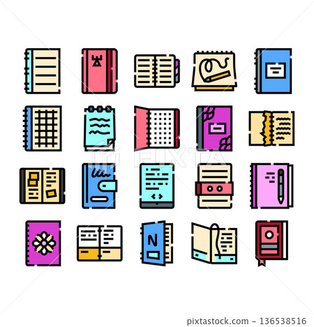 Collection of various notebooks and planners set 136538516