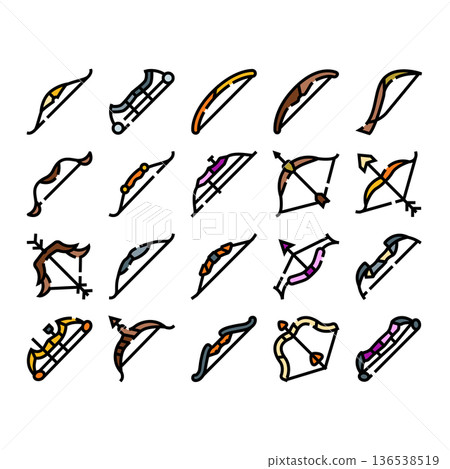 Archer bow and arrow weapon elements collection Archer bow and arrow weapon elements collection 136538519