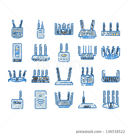 Wifi router and modem connectivity icon set 136538522