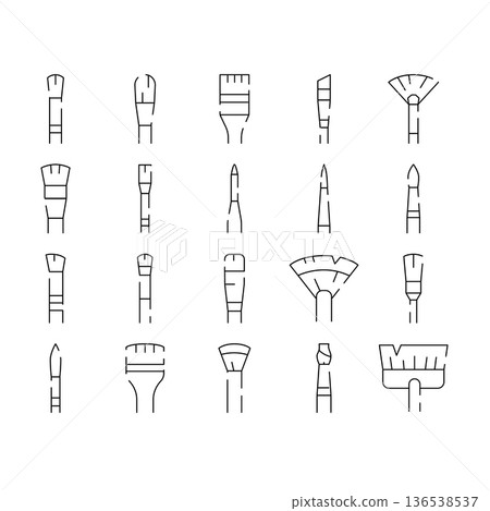 Artist paint brush drawing line icons set 136538537