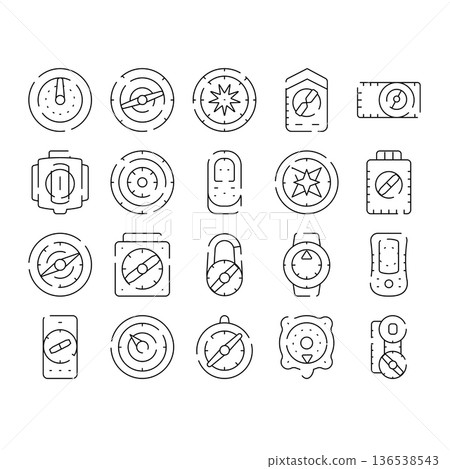 Compasses and navigation tools line icons collection Compasses and navigation tools line icons collection 136538543
