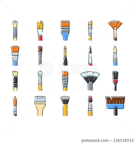 Various paint brushes set for artistry and creativity 136538552