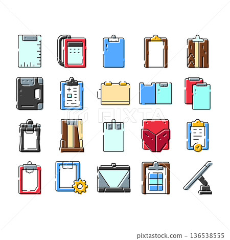 Various clipboards collecting documents and paper for organization 136538555