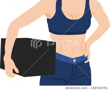 圖解：一位肌肉發達的女性正在努力搬運物品 136538556